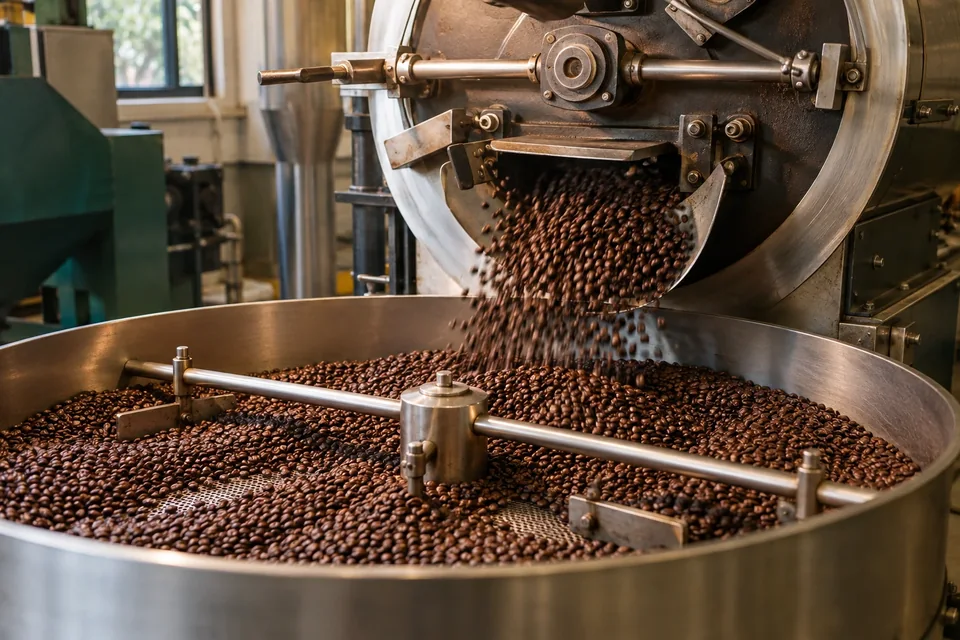 Illustrative roasting & grinding scene