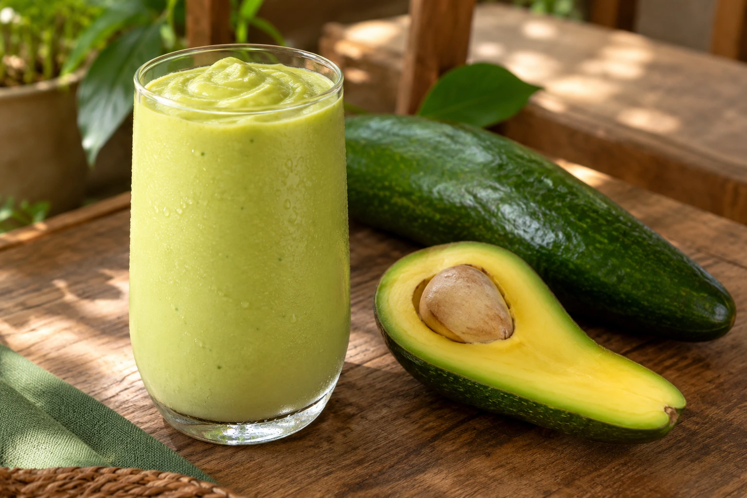 Illustrative avocado smoothie scene