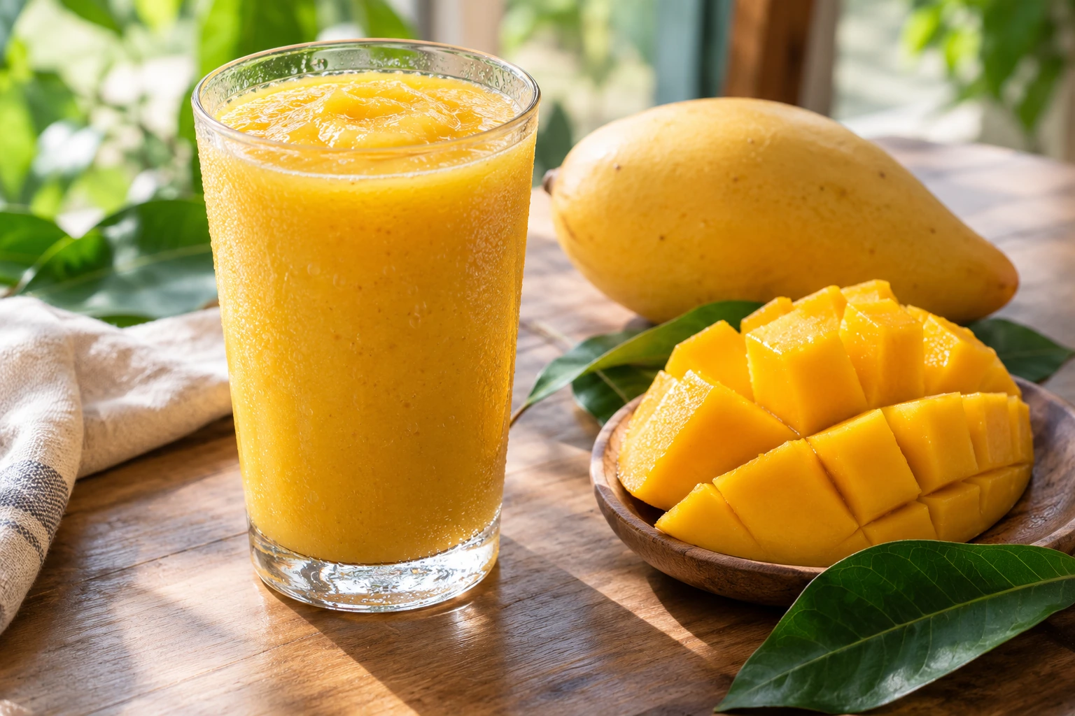 Illustrative mango smoothie scene